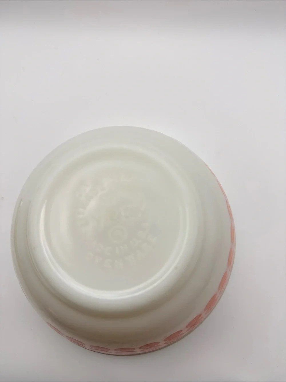 Pyrex White Mixing Bowl with Orange Dot Pattern